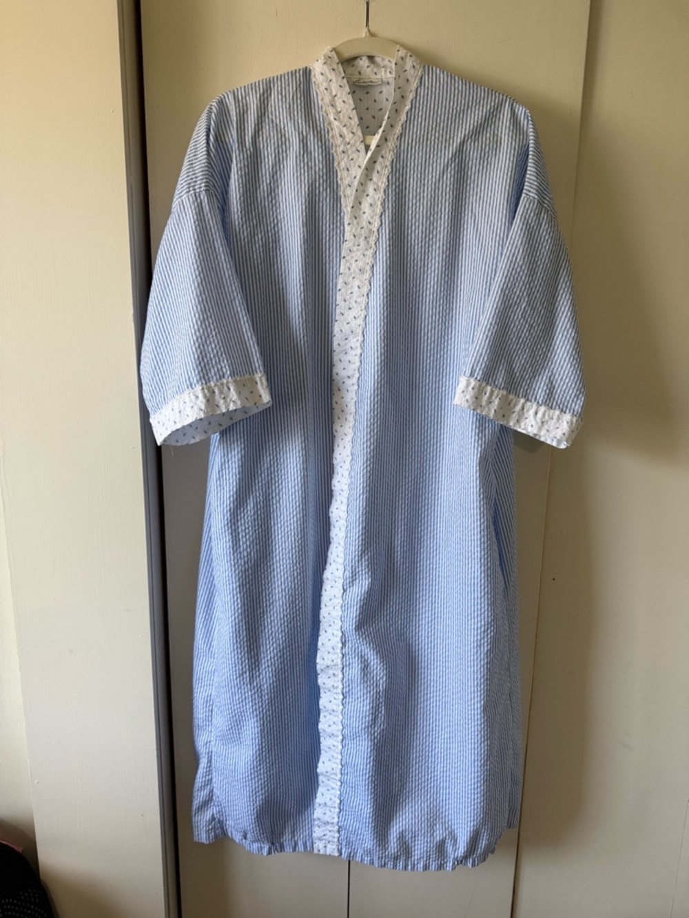 Vintage Cottagecore Robe Light Blue Floral Cotton Blend Floral Blueberries - Picture 8 of 15